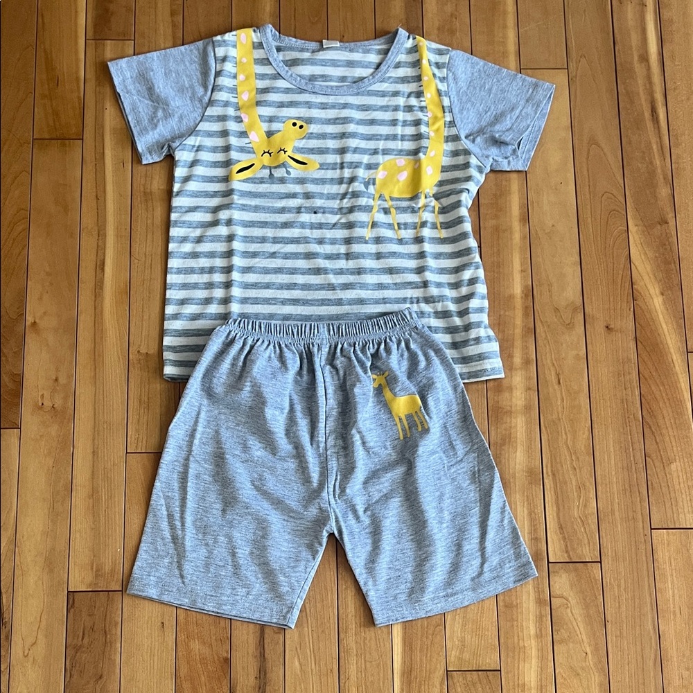 Gray and Yellow Kids Pajamas Set 6-8Y